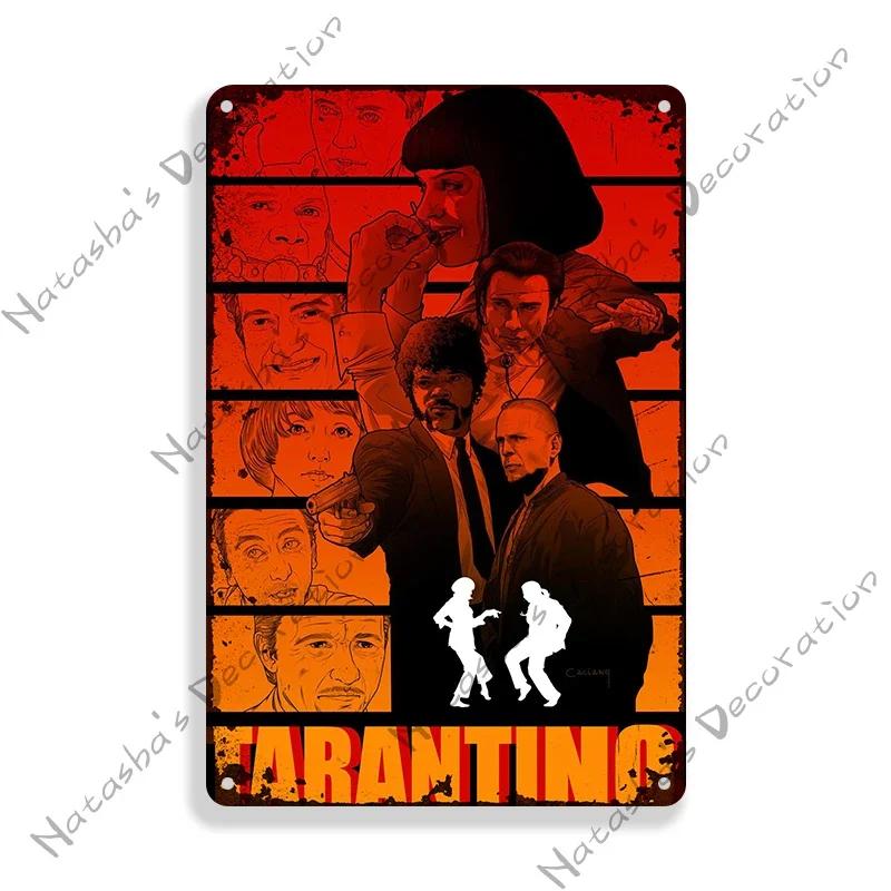 Pulp Fiction Rusty Movie Poster Metal Tin Sign Old Metal Signs Vintage Poster Man Cave Garage Metal Plaque Industrial Decor