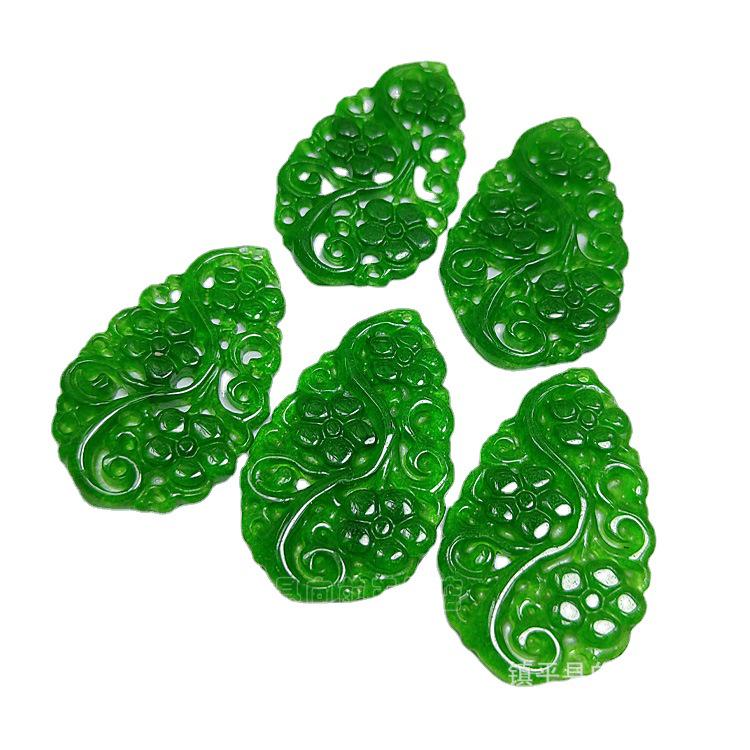 Малайзийский нефрит, резной кулон с цветком сливы - Зеленое ювелирное изделие, аксессуар для DIY