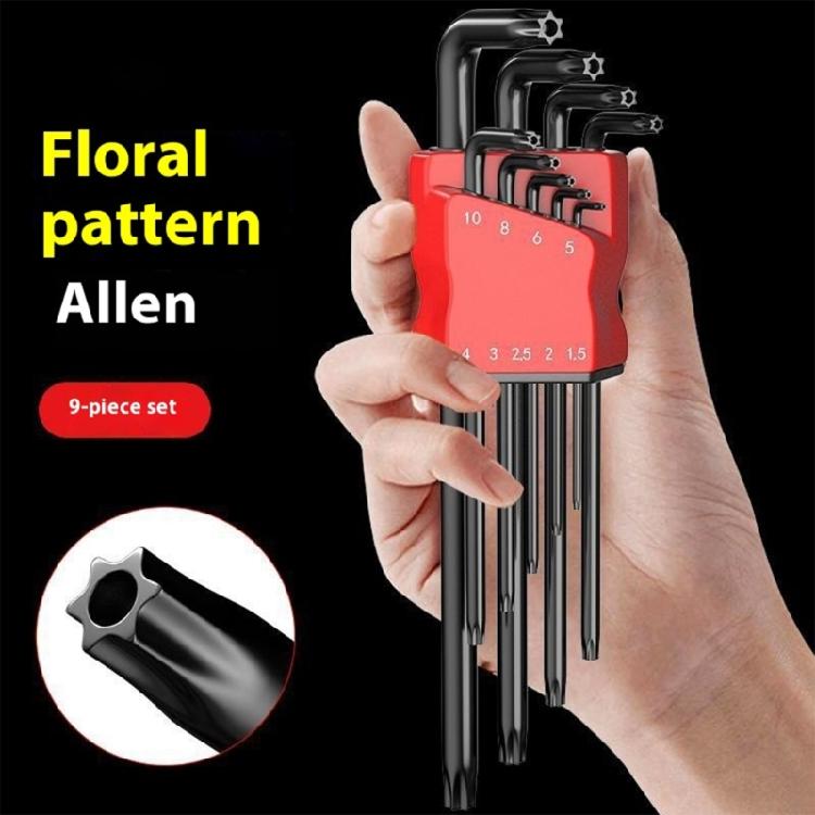 9pc NonSlip Torxs Star Wrench Hex Key Tool With Polishes Edges For Secure Fastener Engagement And Longevity Spanner
