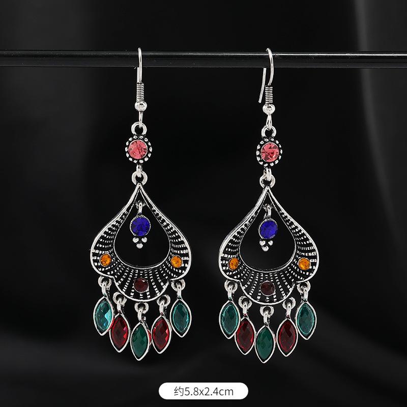 Original Design Earrings Retro Court Fringed Temperament Earrings Women's Long Crystal Ear Jewelry