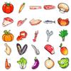 50 Fresh Food Cartoon Stickers: Hand-Drawn, Creative DIY, Waterproof for Phone Cases & Luggage.