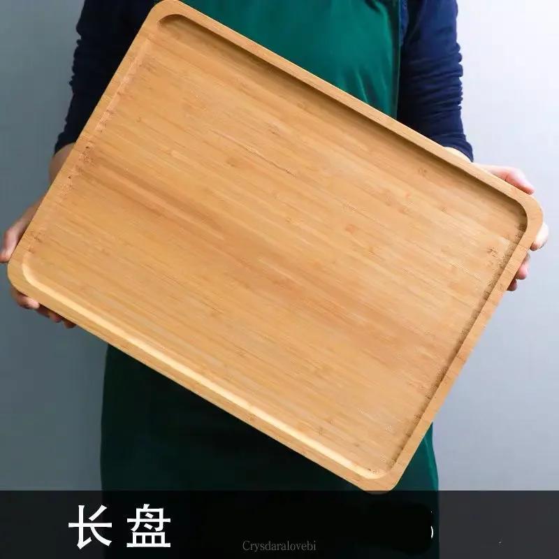 Wooden Bamboo Serving Tray Tea Cup Saucer Trays Fruit Plate Storage Pallet Plate Decoration Japanese Food Rectangular Plate