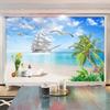 Custom Mural Wallpaper 3D Seaside Landscape Coconut Tree  Wall Mural Living Room Bedroom Hotel Wallpaper