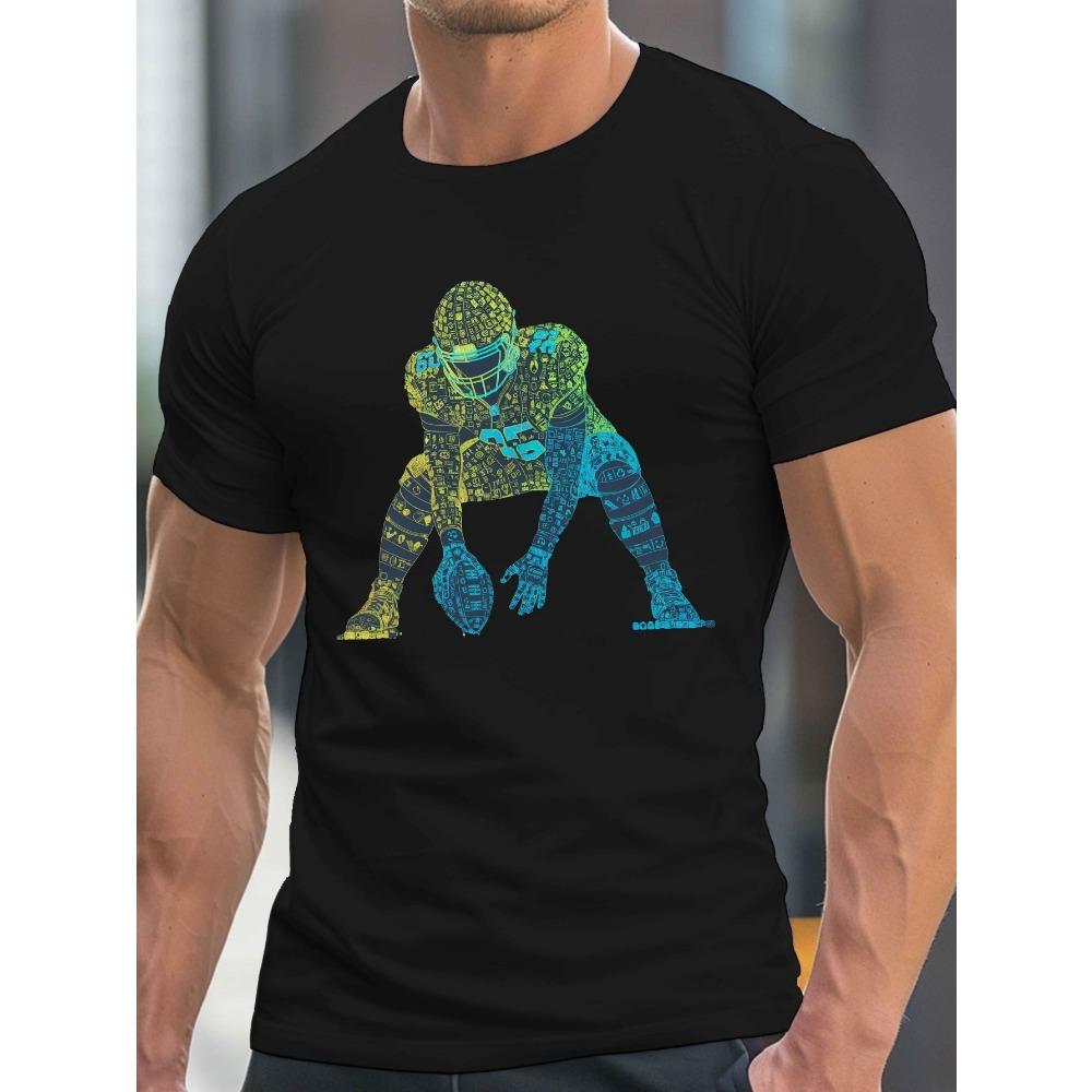 

Cotton Pattern T-Shirt Breathable Comfortable Casual Sportswear with Vibrant Athlete Prints S