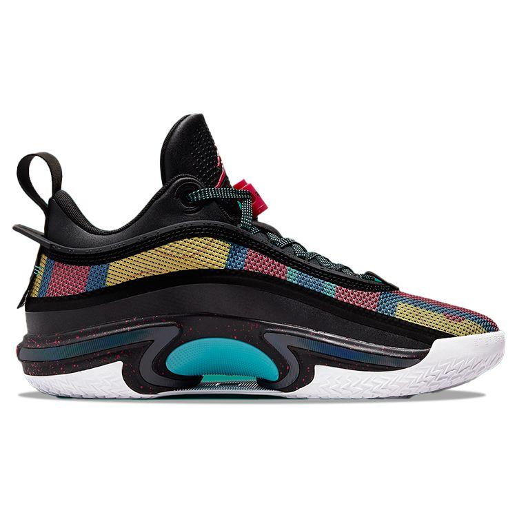 Air Jordan 36 Low Black Multi-Color Men Sneakers Washed-Teal Vivid-Sulfur Rush-Pink DH0833-063