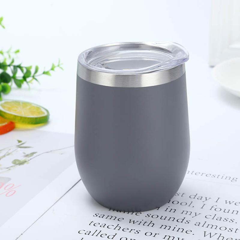 Stainless Steel Eggshell Wine Tumbler 12oz Double Wall Vacuum Insulated Reusable Cup for Birthday Holiday Gifts