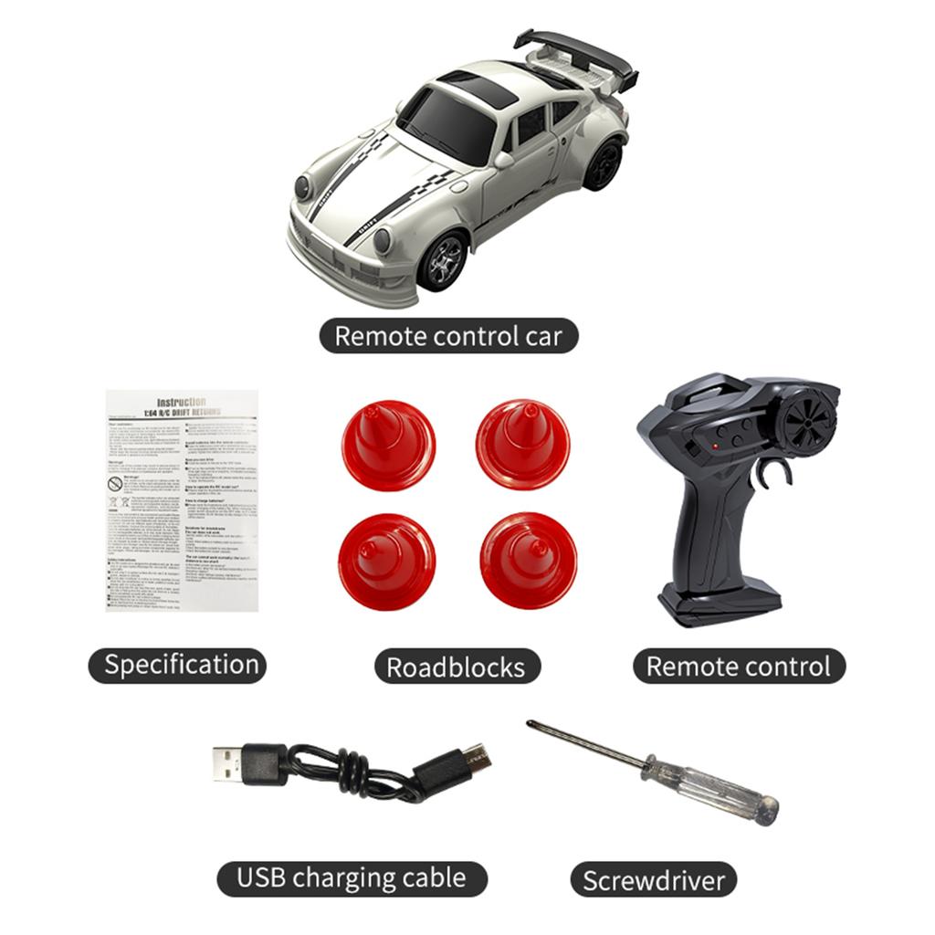 Remote Control Drift Car, 2.4GHz 4WD Mini Full Proportional Model Vehicle with LED Lights, Racing