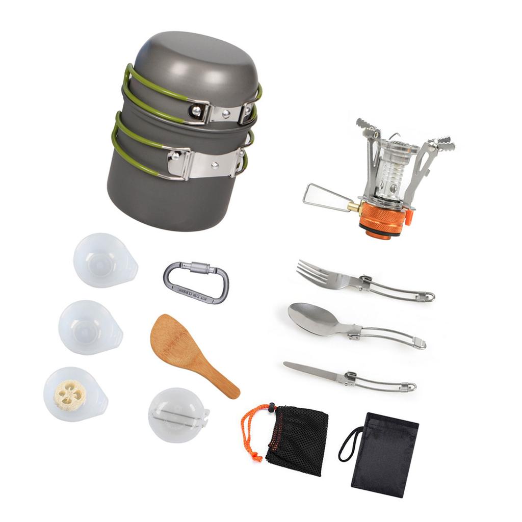 Outdoor Gas Burners Stove Tourist Pots Set Outdoor Cooking Utensils Camping Cookware Kits Folding Utensils Stove Set