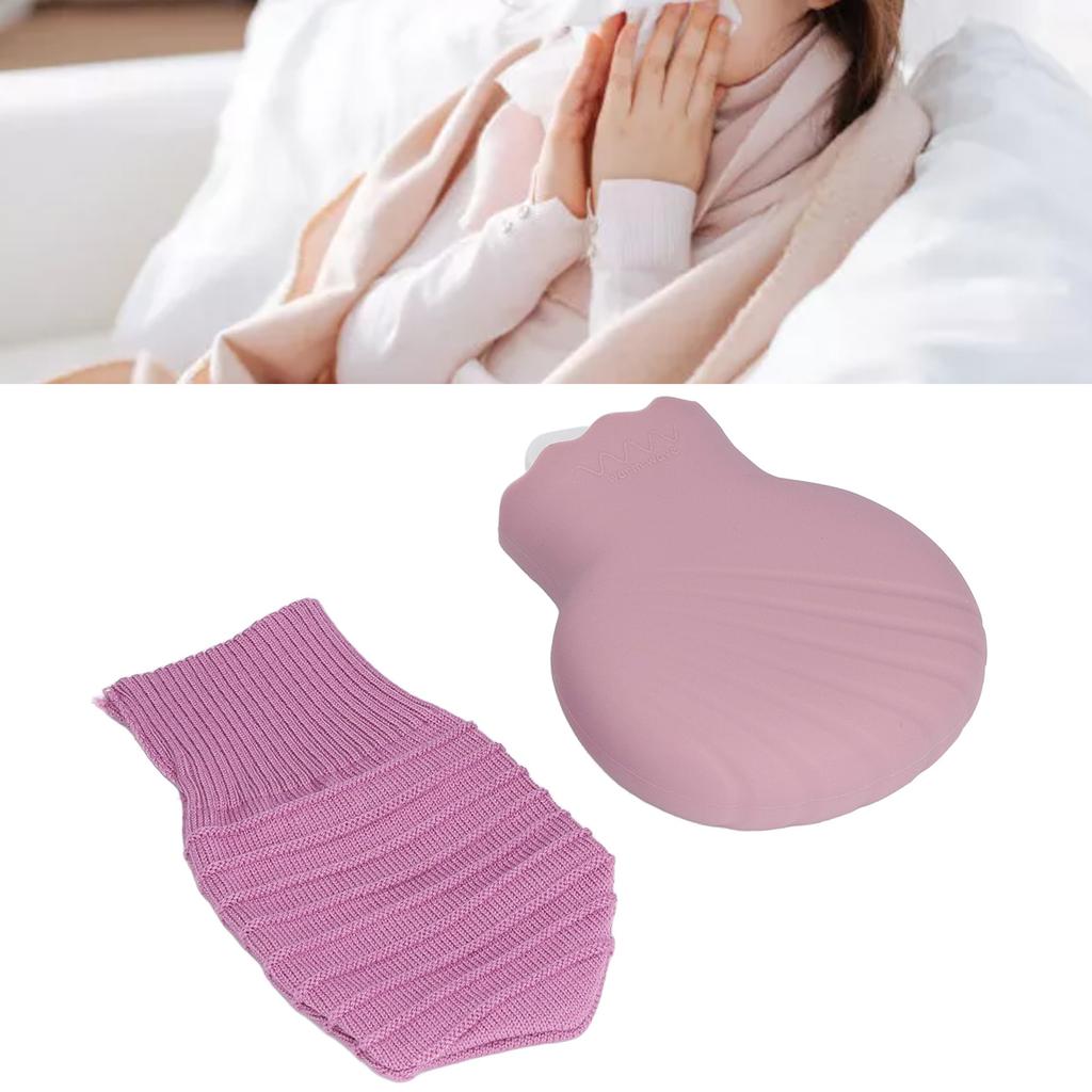 Hot Water Bottle Bag Explosionproof Silicone Hot Water Bottle with Knit Cover for Family Life 245ml