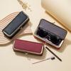 Automatic Closing Glasses Boxes Holder Genuine Leather Eyebrow Pencil Case  Travel