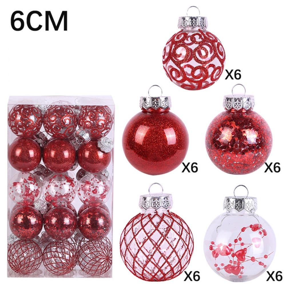 Plastic Christmas Tree Balls 6CM Xmas Baubles Fashion Christmas Ball Set  Home