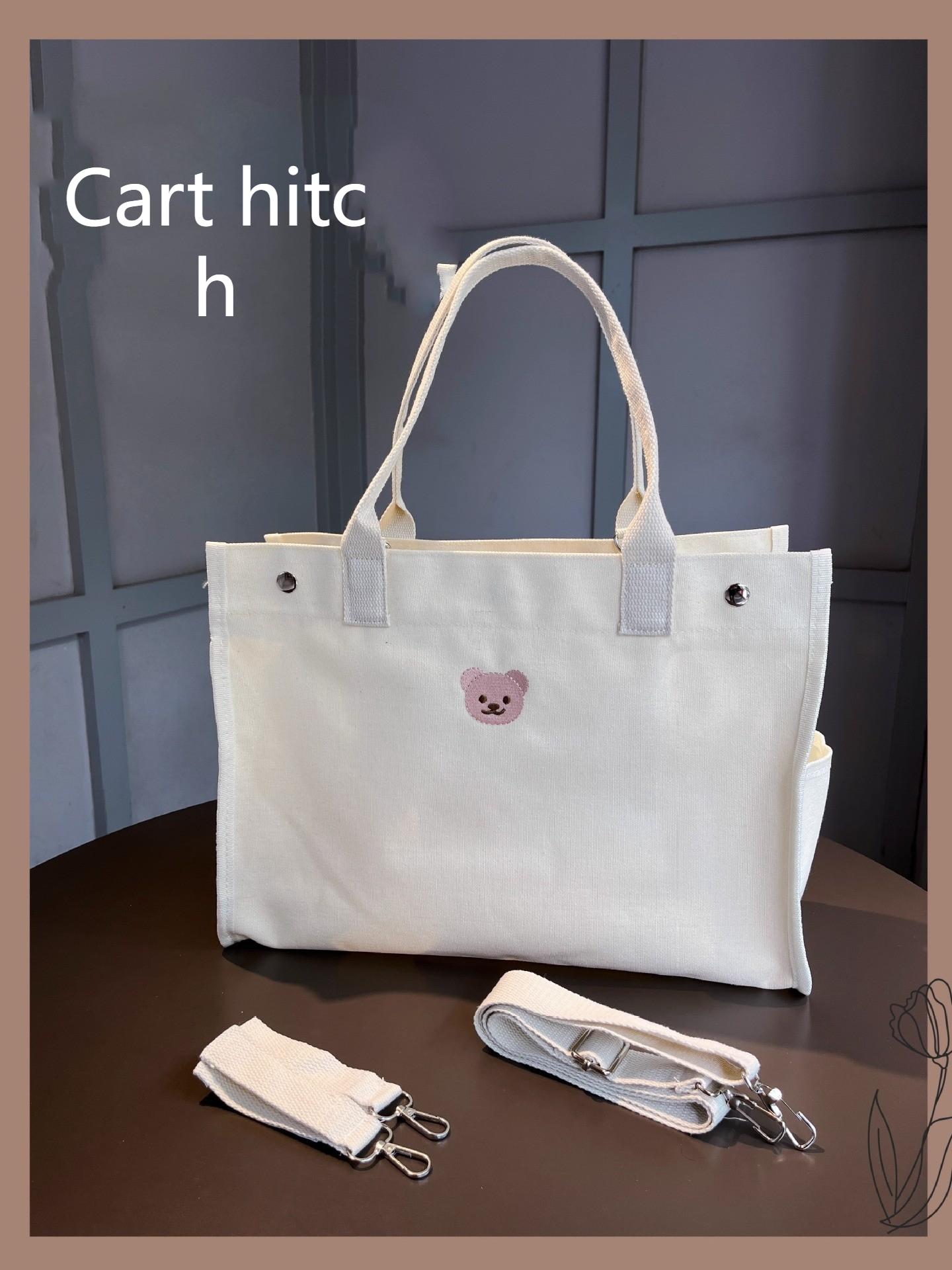 

Сумка для смены подгузников Вышитый медведь Сумка для мамы и малыша Холщовая сумка-тоут Сумка-тоут Мода для выхода Большая вместимость Сумка для мамы