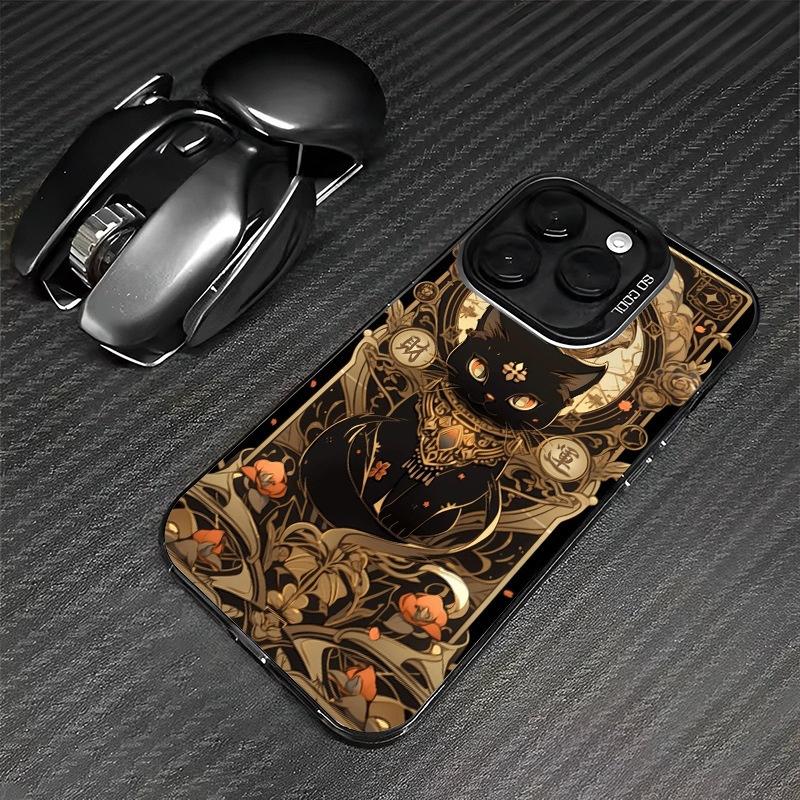 Lucky Cat Mobile Phone Case Is Suitable for Apple 16 Guochao Iphone16promax Gilt 16 Rich 15 Niche Cats