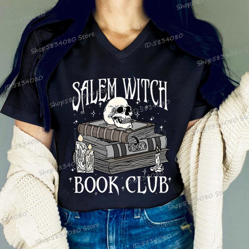 Witch Book Club Shirt for Women Bookish Halloween TShirt Spooky Book Lover Graphic Tee Top Spooky Season Reader Gift Tshirts