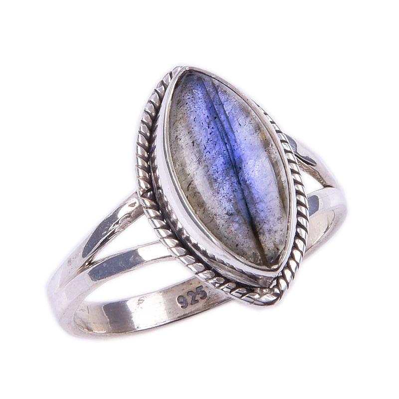 Natural Labradorite Gemstone Handmade 925 Solid Sterling Silver Ring S.6.5 k1z66