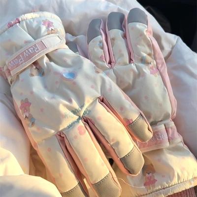 New Winter Warm Velvet Mittens Women's Skiing Gloves Outdoor Sport Riding Plush Thicken Waterproof Touchscreen Finger Gloves