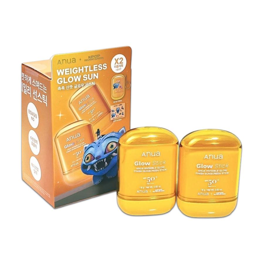[DEMON HUNTERS Limited Edition] ANUA Zero Cast Daily Glow Finish Sun Stick Double Set 18g × 2 – Invisible Glow Sunscreen Stick