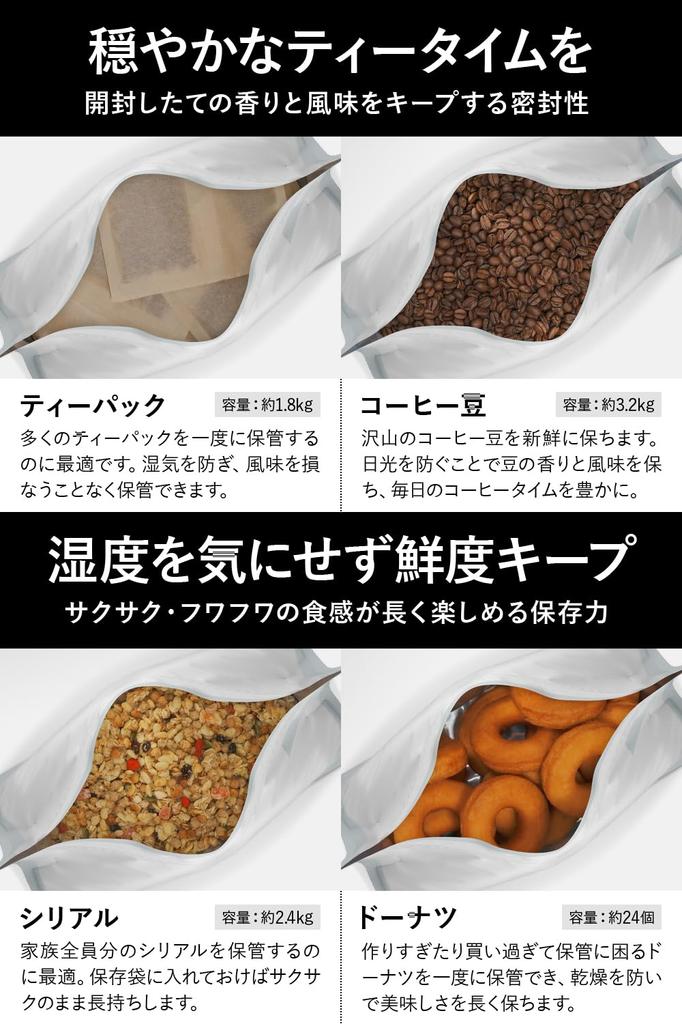 Fluto Food Storage Bag with Double Zipper 5kg of Rice and 2 Loaves of Rice Rice Bread Bread 3 Pieces (For Bread) Bag, Pot, Bag, Bag, White, Large,