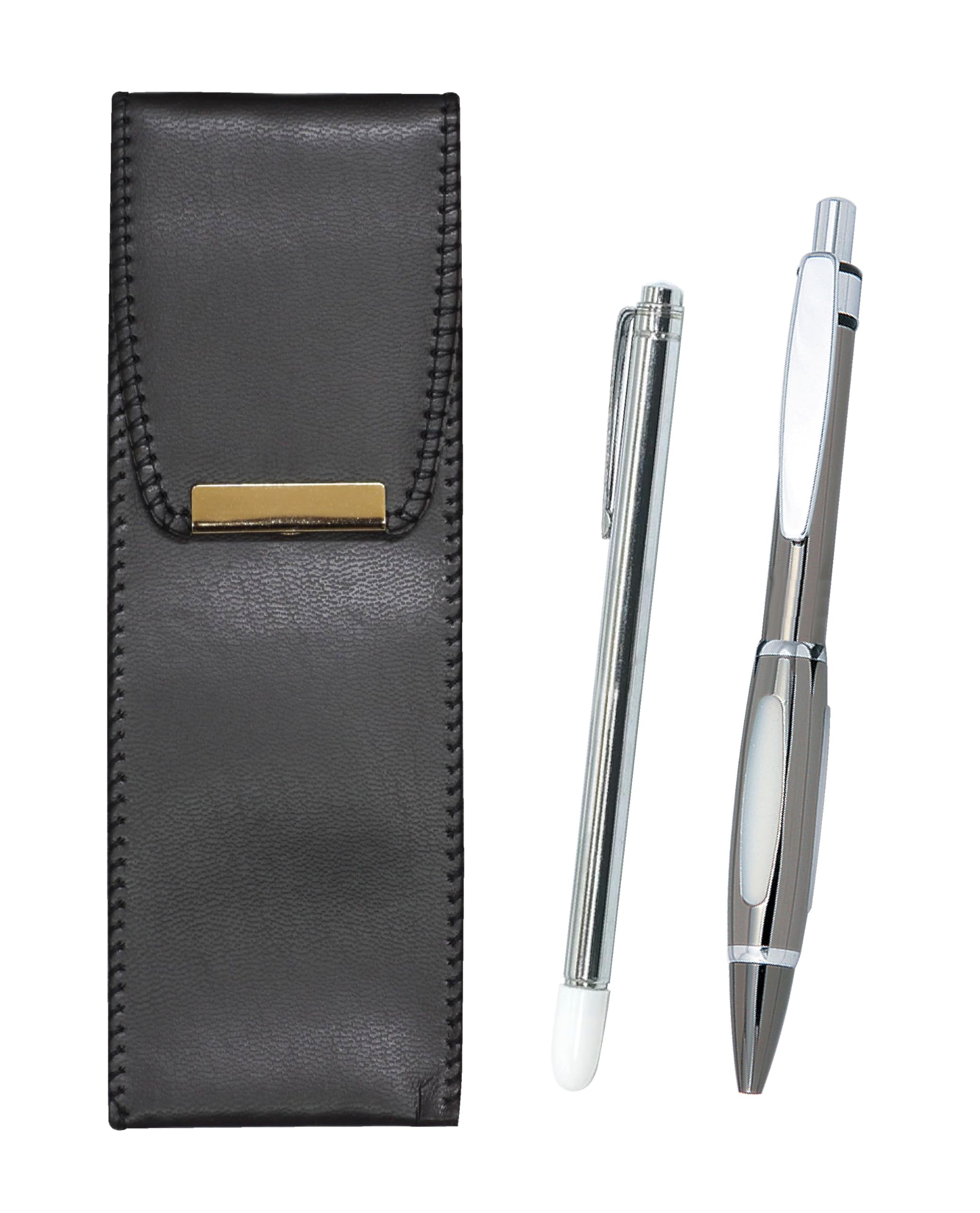 

pen case with metal pointer and Metal Scorpion graphite ballpoint pen set Eco-leather (BR-701S-B989S) серый