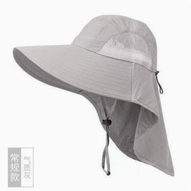 

Men s Outdoor Sun Protection Hat Wide Brim Fishing Hat Neck Flap Breathable Mesh Panel Adjustable Chin Strap Sunshade Cap for Summer One Size білий