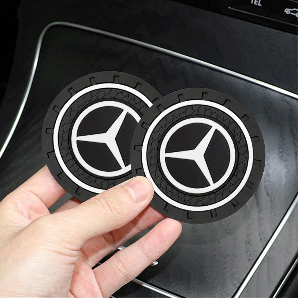 2Pcs for Car Coaster Water Cup Slot Pad Auto Water Cup Anti Slip Mat For Mercedes Benz W204 W205 W212 W213 W221 W177 GLA GLC CLA