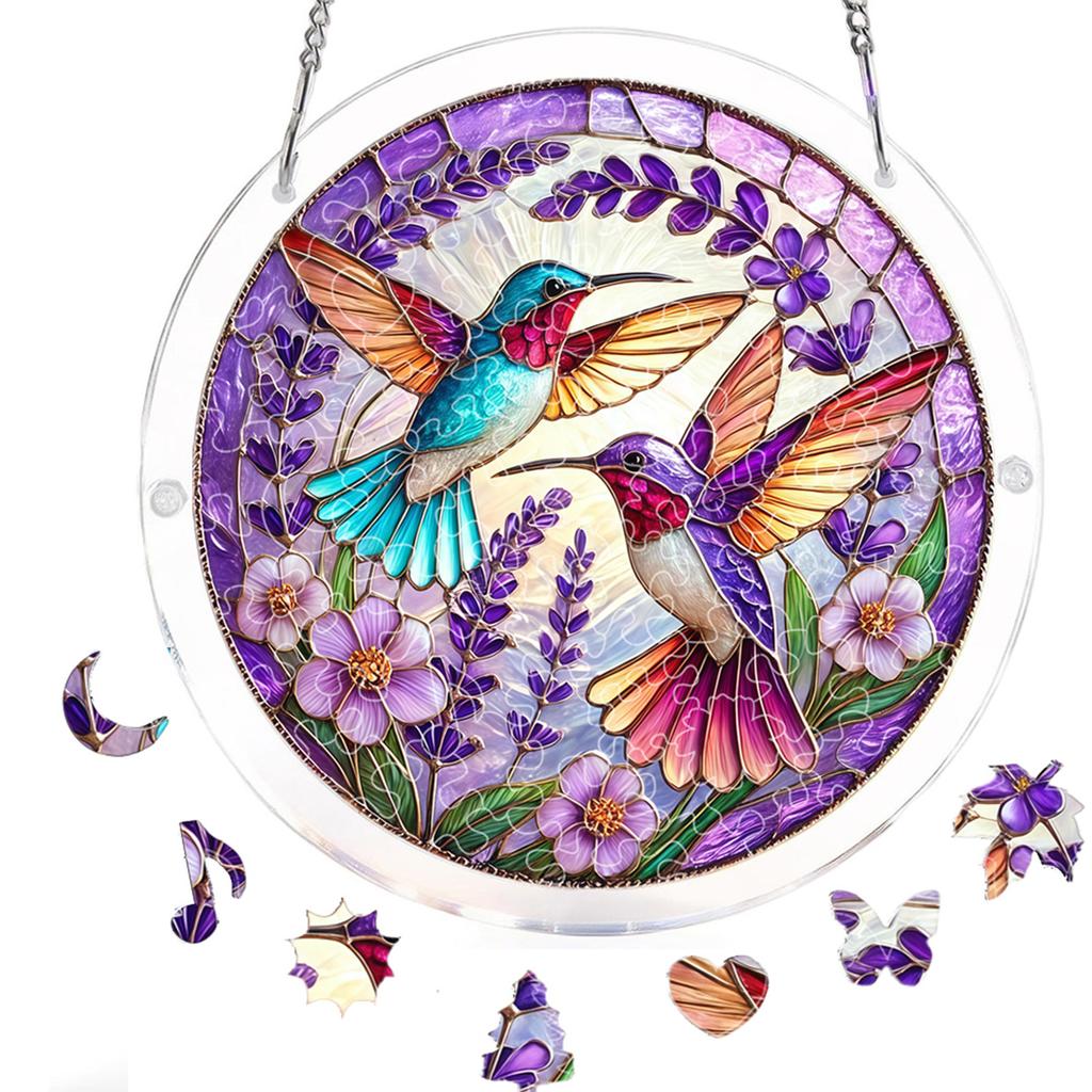 Acrylic Puzzle Window Hanging with Hanging Chain Elegant Suncatcher Kit Non-Fading UV Print Window Ornament for Room Wall Art