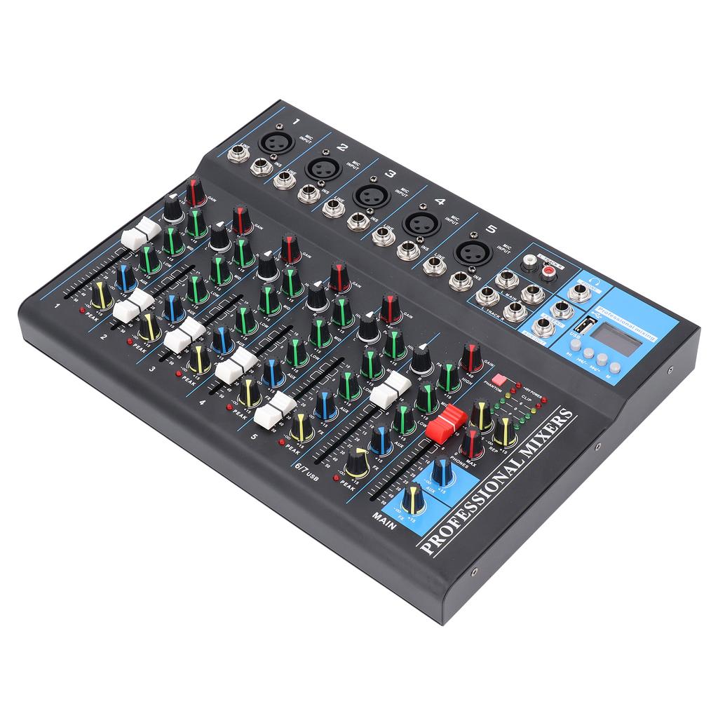 7 Channel Mixer USB Sound Board Mixing Console Professional Stage Equipment 100‑240V US Plug