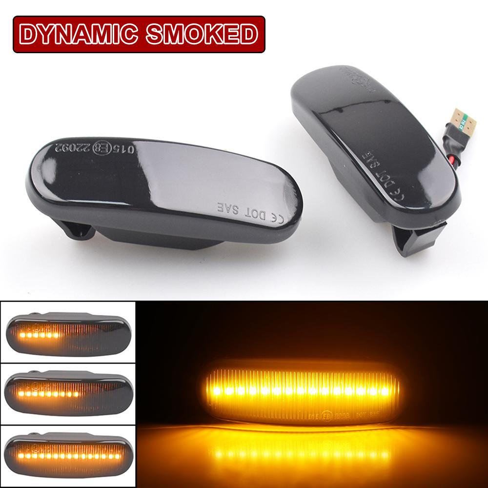 

2x LED Side Marker Light Dynamic Sequential Lamp For Fiat Panda MK2 Mk3 Grande Punto 199 Doblo Fiorino 3 Idea 350 Linea 323 110 Dynamic Smoked Black