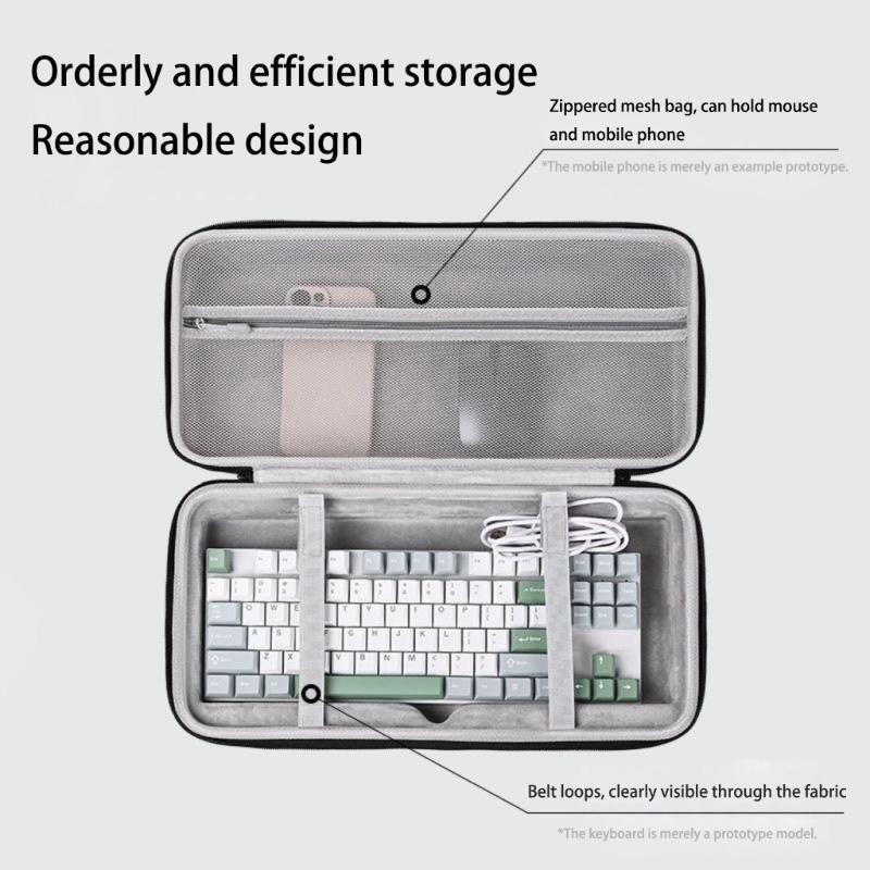 Strong Water Resistant Mechanical Keyboards Carrying Case Multiple Layer Defense Upgrades Suitable for 68/87 Layout