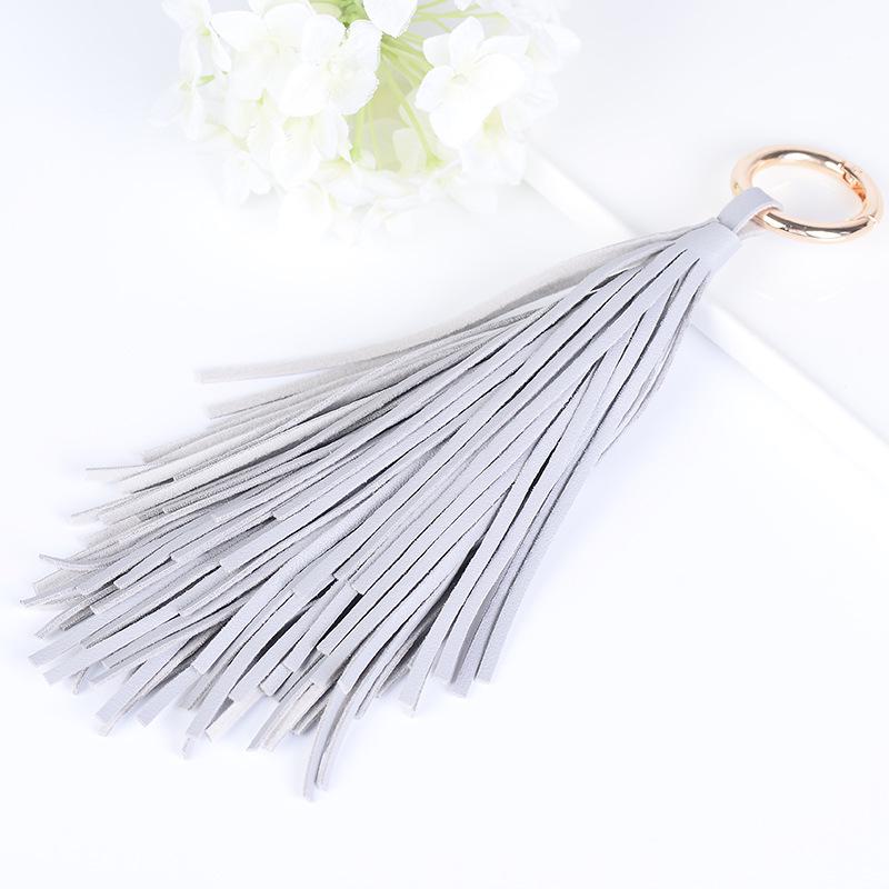 

1pc New Fashion Classic PU Leather Tassel Key Chain Metal Keyring Women Handbag Car Fashion Jewelry сірий