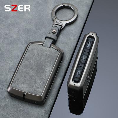 Zinc Alloy Grey Leather Car Remote Key Case Cover Shell For Volvo XC60 XC40 XC90 S90 V60 S60 V90 2010-2022 Holder Protector Fob