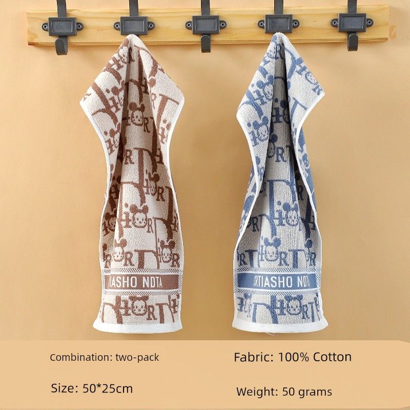 Pure Cotton Facecloth For Home Cartoon Soft Water-Absorbing Cotton Not Easy to Shed Hair Men and Women Kids Cute Children Towel Face Towel