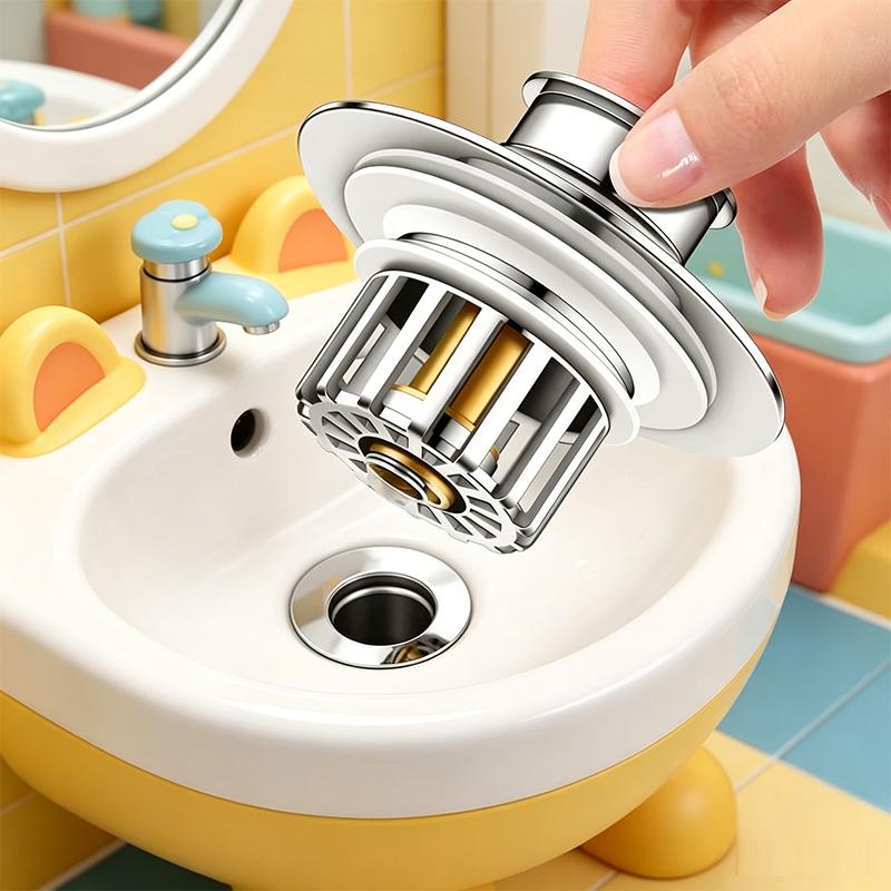 New 2 In 1 Kitchen Universal Sink Stopper Strainer Brass Electroplating Shower Drain Hair Catcher Stopper for Shower Sink