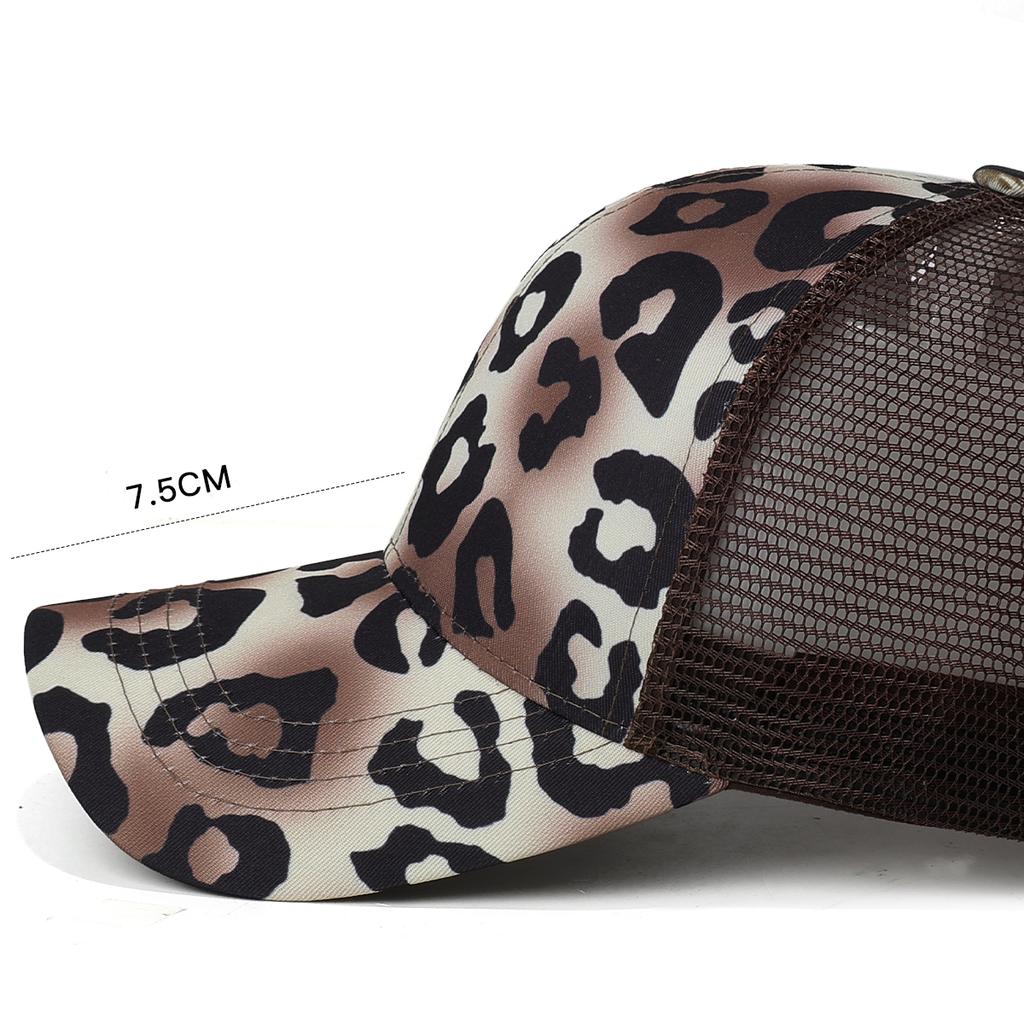 New Ponytail Hole Baseball Cap Solid Summer Fashion Leopard Print Mesh Hat Women's Personalized Velcro Adjustable Hat