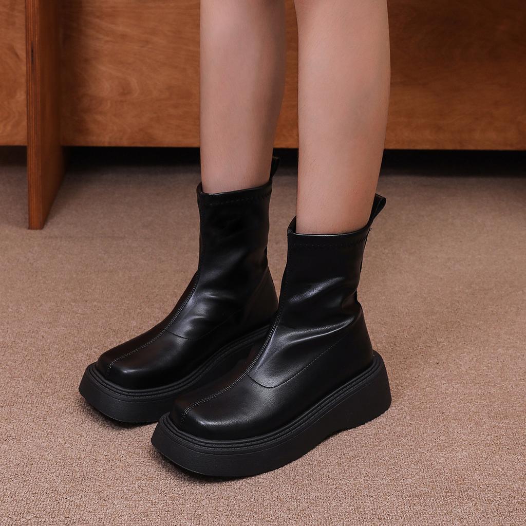 Women's Ankle Boots New 2026 Retro British Platform Short Boots Autumn High-quality Fashion Retro PU Leather Botas Para Mujer