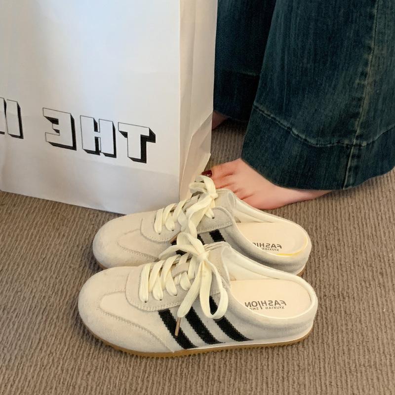 Baotou half slippers women's spring and summer outer wear 2025 new heelless red German training shoes lazy person one foot cool slippers