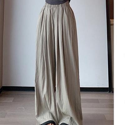 Apricot Color Ice Silk Wide-leg Pants for Women In Summer New Spring and Autumn High Waist Drooping Loose Casual Lazy Style Yamamoto Pants
