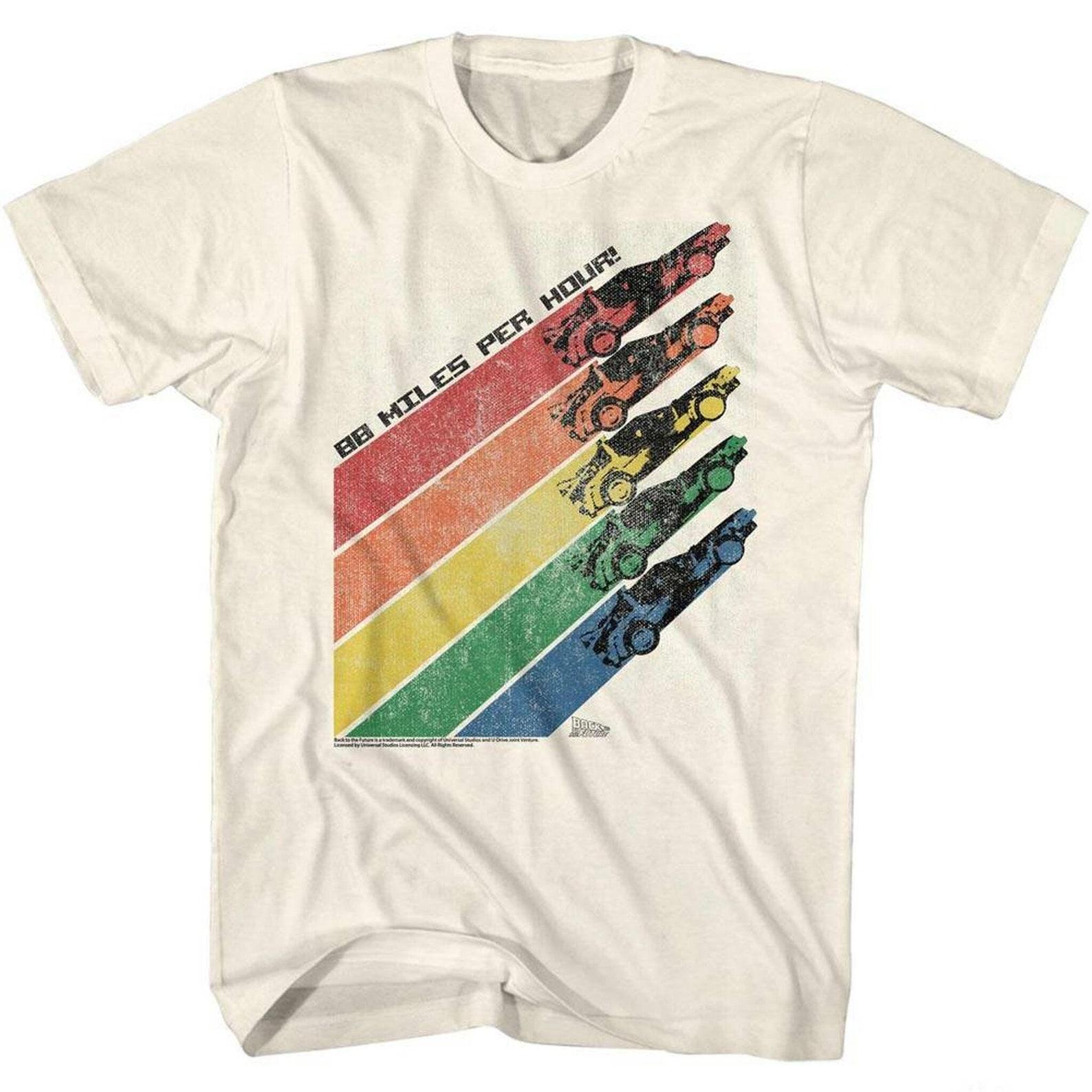 Back to the Future Rainbow Natural Adult T-Shirt M