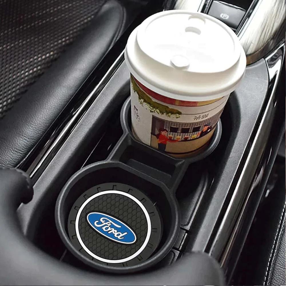 Autocollant de Voiture 2026 Ford 2 pièces Porte-Gobelet d'Eau pour Voiture Tapis Antidérapant pour Téléphone Lunettes Tapis Antidérapant pour Ford Ranger ST Kuga MAX Mon