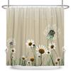 Dreamy Nature Dandelion Shower Curtain With 12 Hooks Cherry Blossom Background Flying Seed Waterproof Polyester Bathroom Curtain