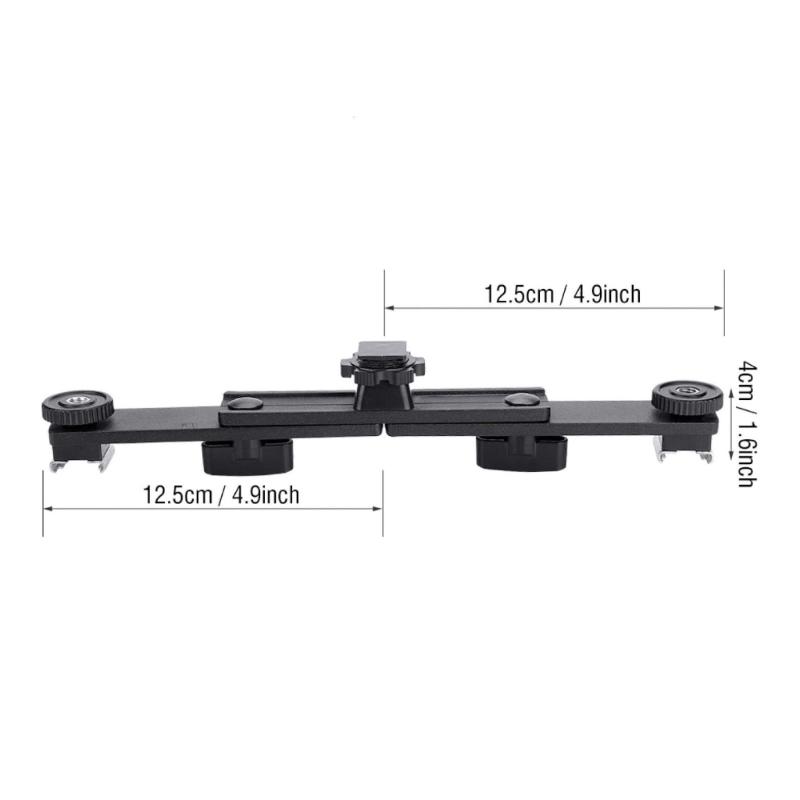 Double Hot Shoe Mounting Bracket Camera Video Speed Light Flash Holder Stand for Photography Studio Accessories