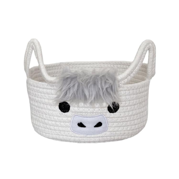 Bright Cartoon Cow Storage Basket Sturdy Storage Container For Keeping Keys Toy And Mess Organized 22x12cm белый 1170₽