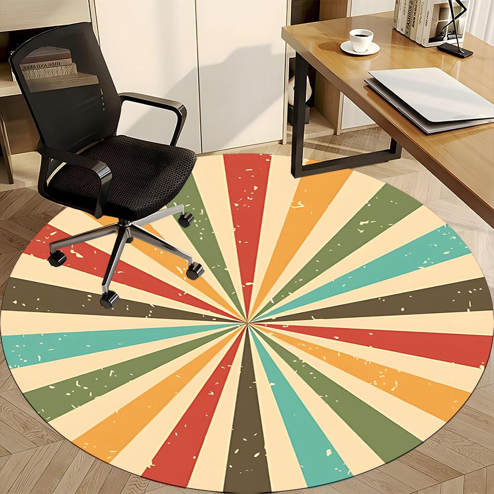 1pc Sunburst Colors Office Round Area Rug, Under Office Chairs Bedroom Living Room Home Decor, Room Deco