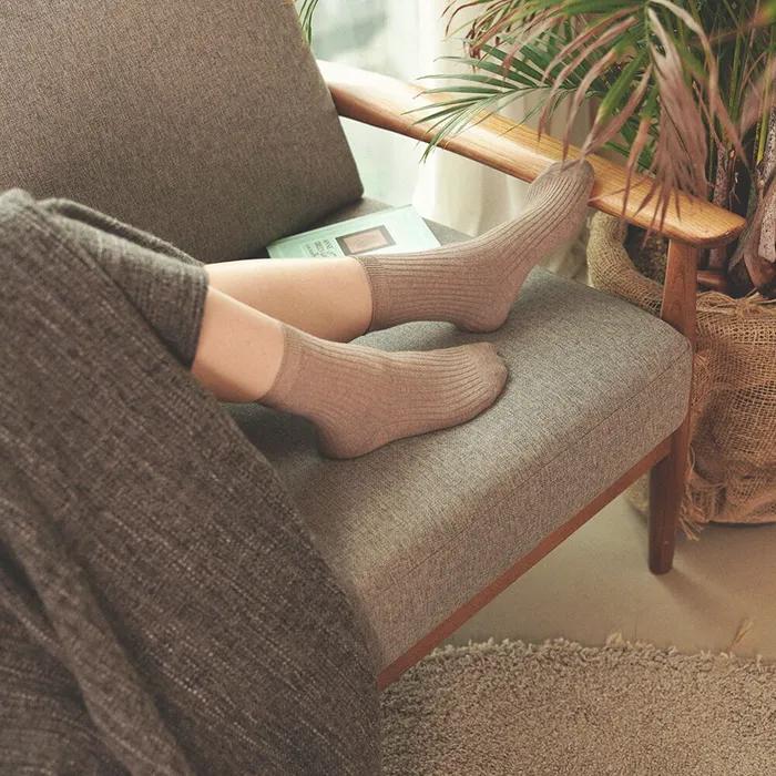Crew Socks Ribbed Socks Unisex Medium Beige 3-Piece Set