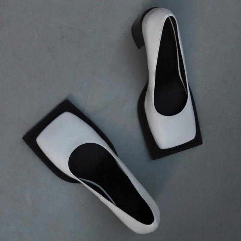 Fashion Mary Jane Single Shoe Women'S 2026 Spring New Style British Low Heel Square Toe Sealed Sail Thick Heel High Heels