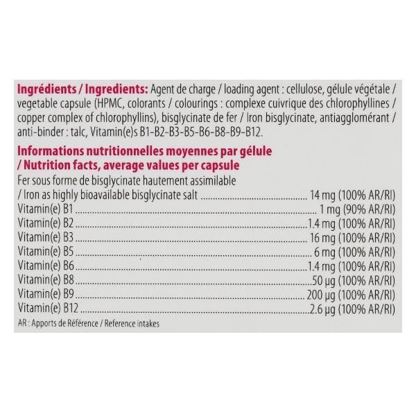 ISN - SUPLEFER - Supplémentation en fer &amp; vitamines B - Cure 30j - 30 gélules végétales