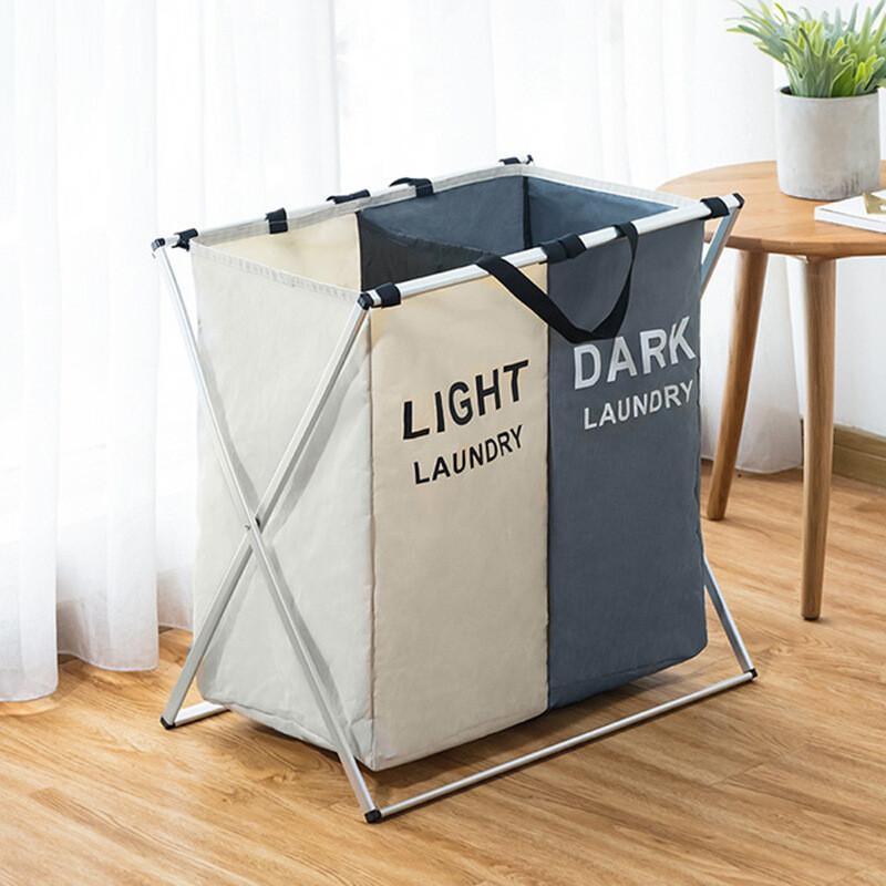 Foldable Oxford Fabric Dirty Clothes Hamper With Multicompartment Storage For Home Use