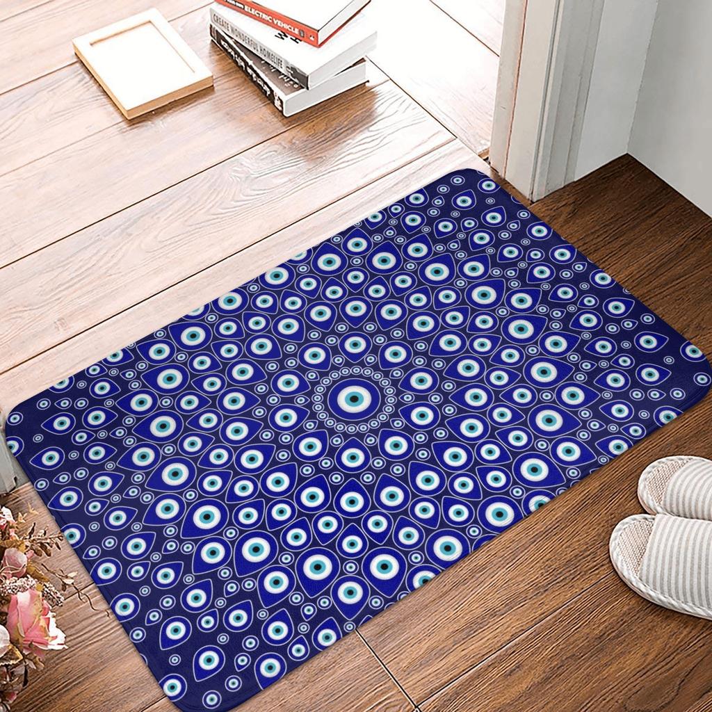 Turkish Amulet Mediterranean Evil Eye Doormat Non-Slip Bathroom Kitchen Mat Toilet Door Floor Entrance Carpet Rug