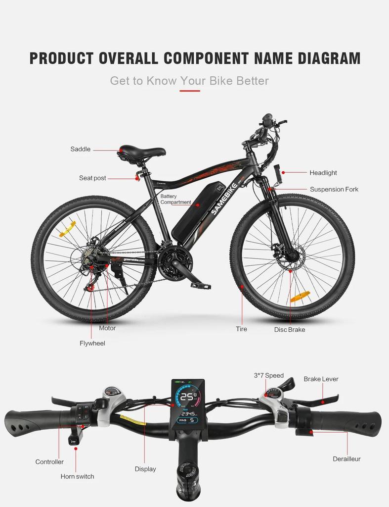Nuova Ebike SY26-II mountain bike con pneumatici da 26 * 1,95 pollici, bicicletta da 26 pollici 21 velocità 500w 36v 13Ah bicicletta elettrica Ebike