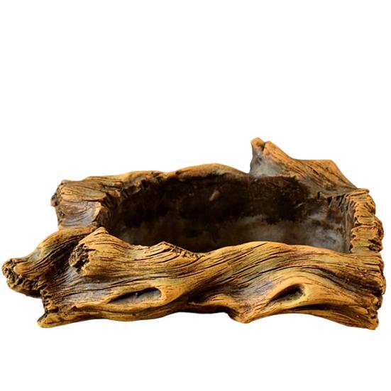 Flowerpot Hand-Painted Imitation Old Tree Stump Shape Outdoor Garden Planter Cement Texture Weatherproof Plant Container